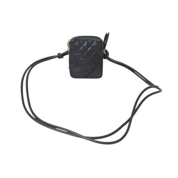 CHANEL Cambon Line Shoulder Bag Coco Mark Calfskin Quilted Black